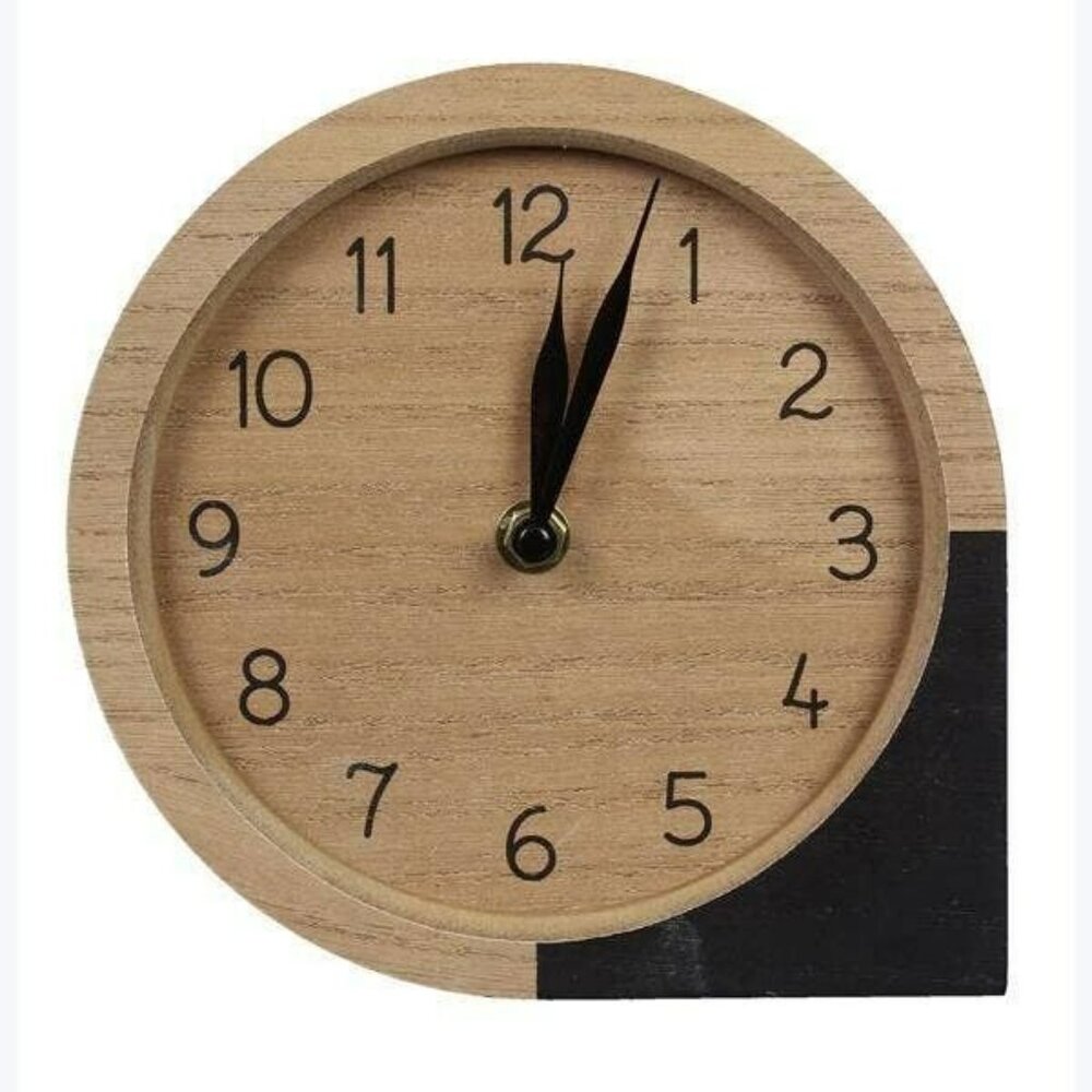 Country Wood Mantle Clock in wood and black finish